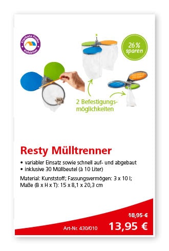 Angebote im Juli – Resty Mülleimer Anzeige