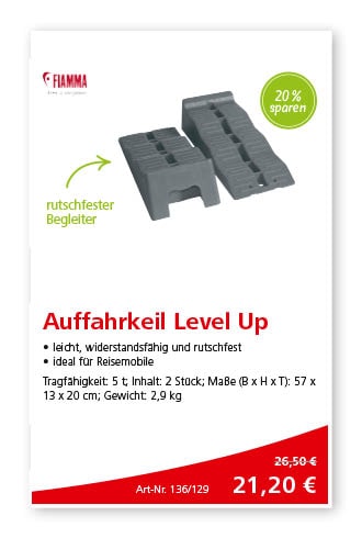 Angebote im Juli – Auffahrkeil Level Up Anzeige